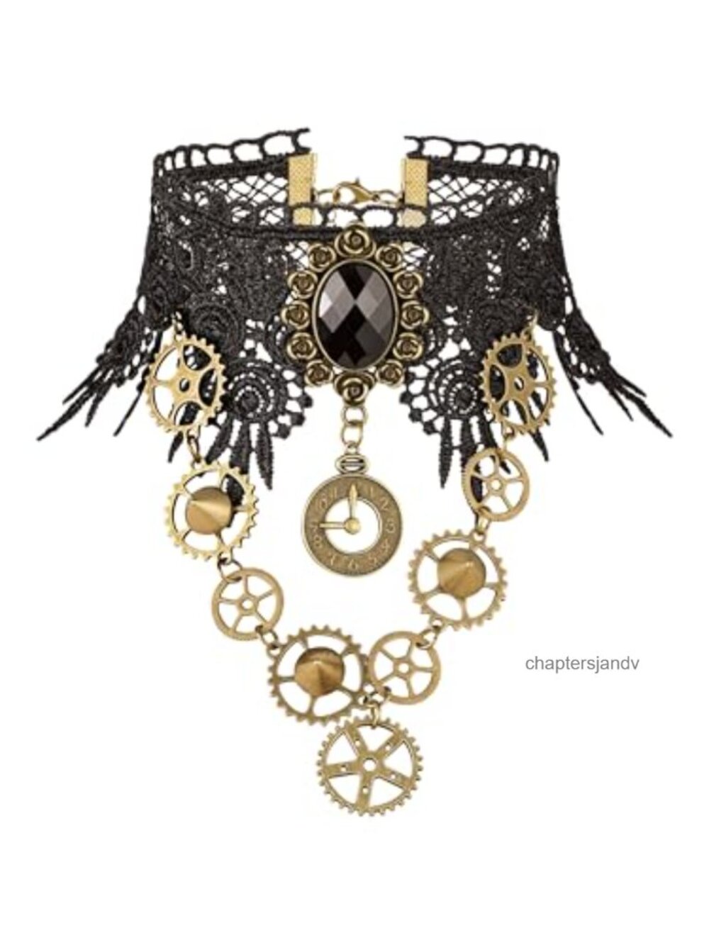 Gothic Vintage Lace Choker Necklace with Extender Chain Steampunk Cosplay